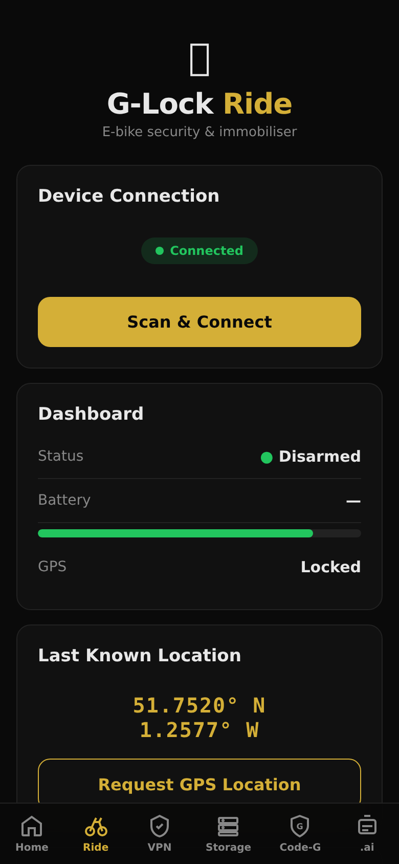 GPS location screen